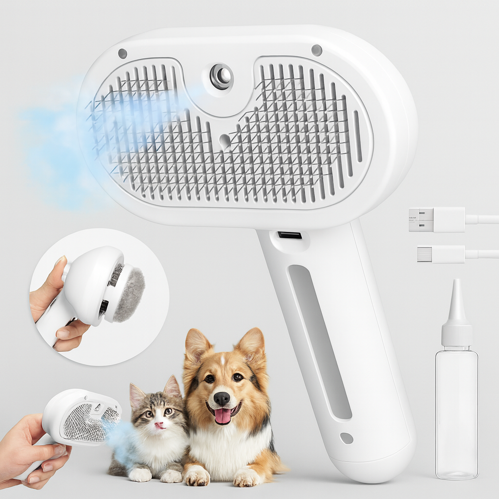 Cepillo "Mimo" a Vapor TuLomito: Terapia Anti-Estrés, Hidratación y Adiós Pelos Sueltos.