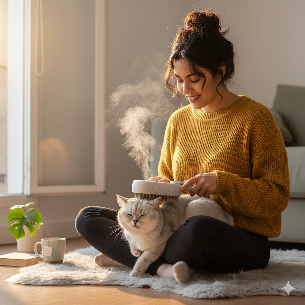 Cepillo "Mimo" a Vapor: El Spa Anti-Estrés para tu Lomito y Michi.